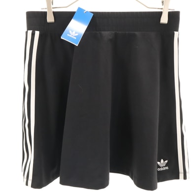 未使用 adidas Originals アディダスオリジナルス ミディ丈 スリーストライプス フレアスカート 2XL ブラック
