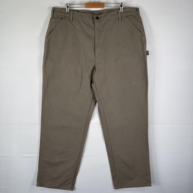 古着 カーハート Carhartt ワークパンツ ダック地 ペインター 作業着 ハンマーフック ジップ w42 L34 グレー メンズ