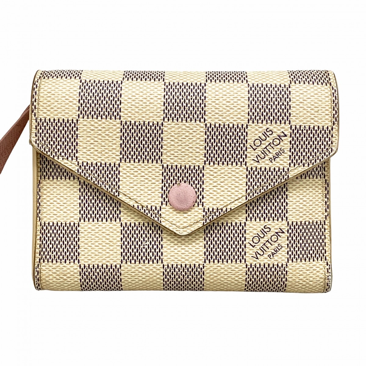 【6dc2798-h】ルイヴィトン 三つ折り財布 ダミエ・アズール ポルトフォイユヴィクトリーヌ N64022 ローズバレリーヌ【中古】レディース