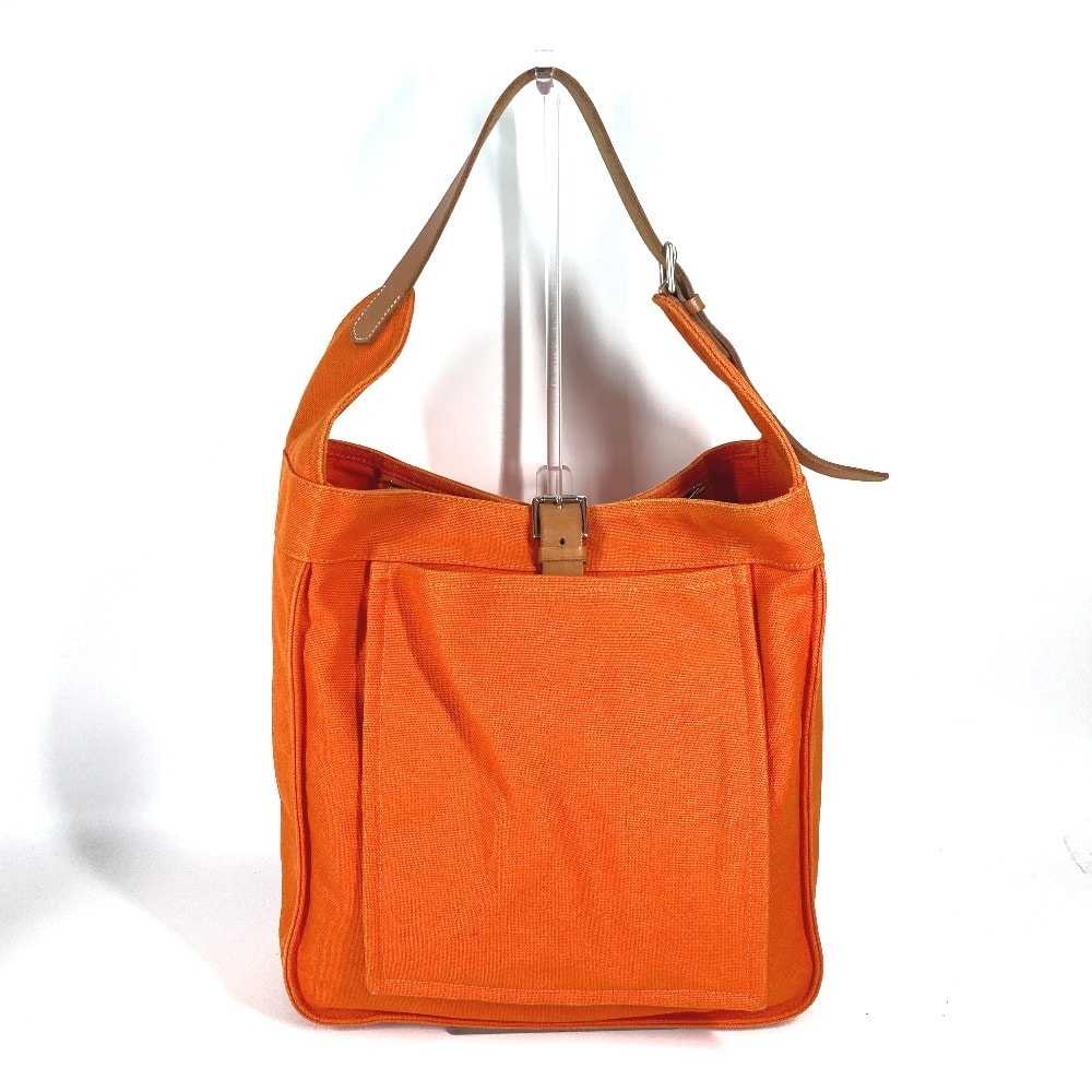 エルメス HERMES マルワリGM 肩掛け ショルダーバッグ キャンバス O□刻 オレンジ