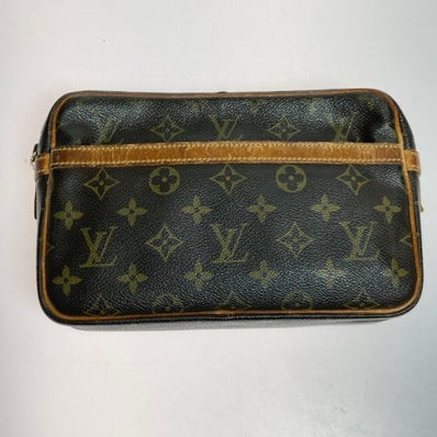 LOUIS VUITTON ルイヴィトン モノグラム コンピエーニュ23 セカンドバッグ クラッチバッグ M51847 ブラウン ジップ引手破損