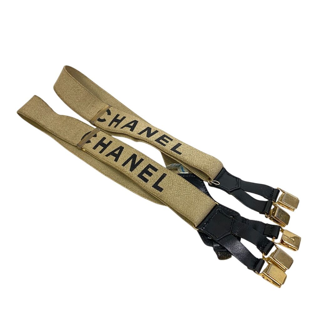 シャネル CHANEL サスペンダー ココマーク ヴィンテージ ロゴ ホワイト