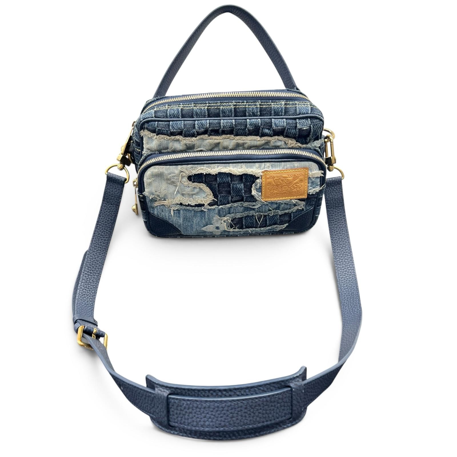 LOUIS VUITTON × NIGO 希少 美品 ルイヴィトン × ニゴ 25AW ナイル アザーデニム モノグラム 2way ショルダーバッグ M15296 デニム ボロ ランドスケープデニム RFID確認済 ブルー ABランク 中古 鑑定済