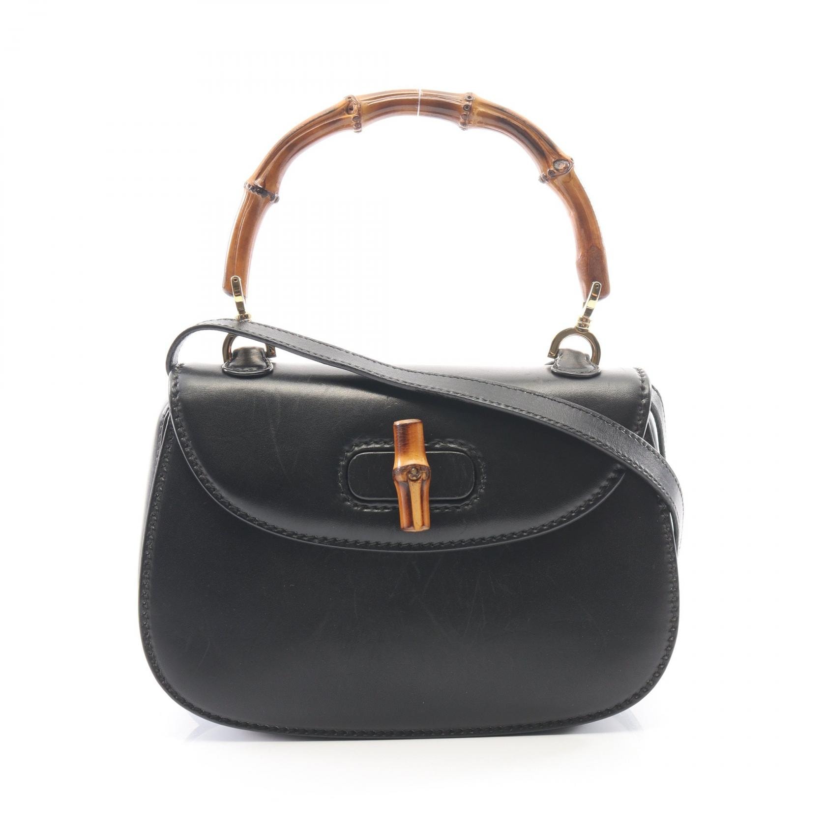 グッチ GUCCI バンブー 2WAY ハンドバッグ バッグ レザー レディース ブラック系 000460188 【中古】