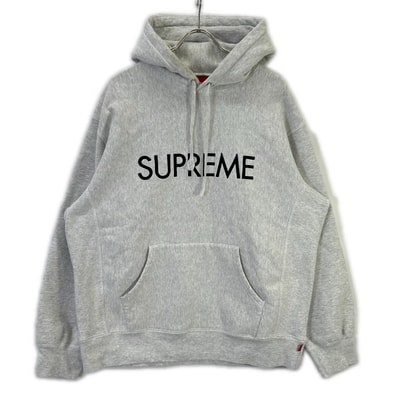 シュプリーム 22FW グレー Capital Hooded Sweatshirt フーディー L