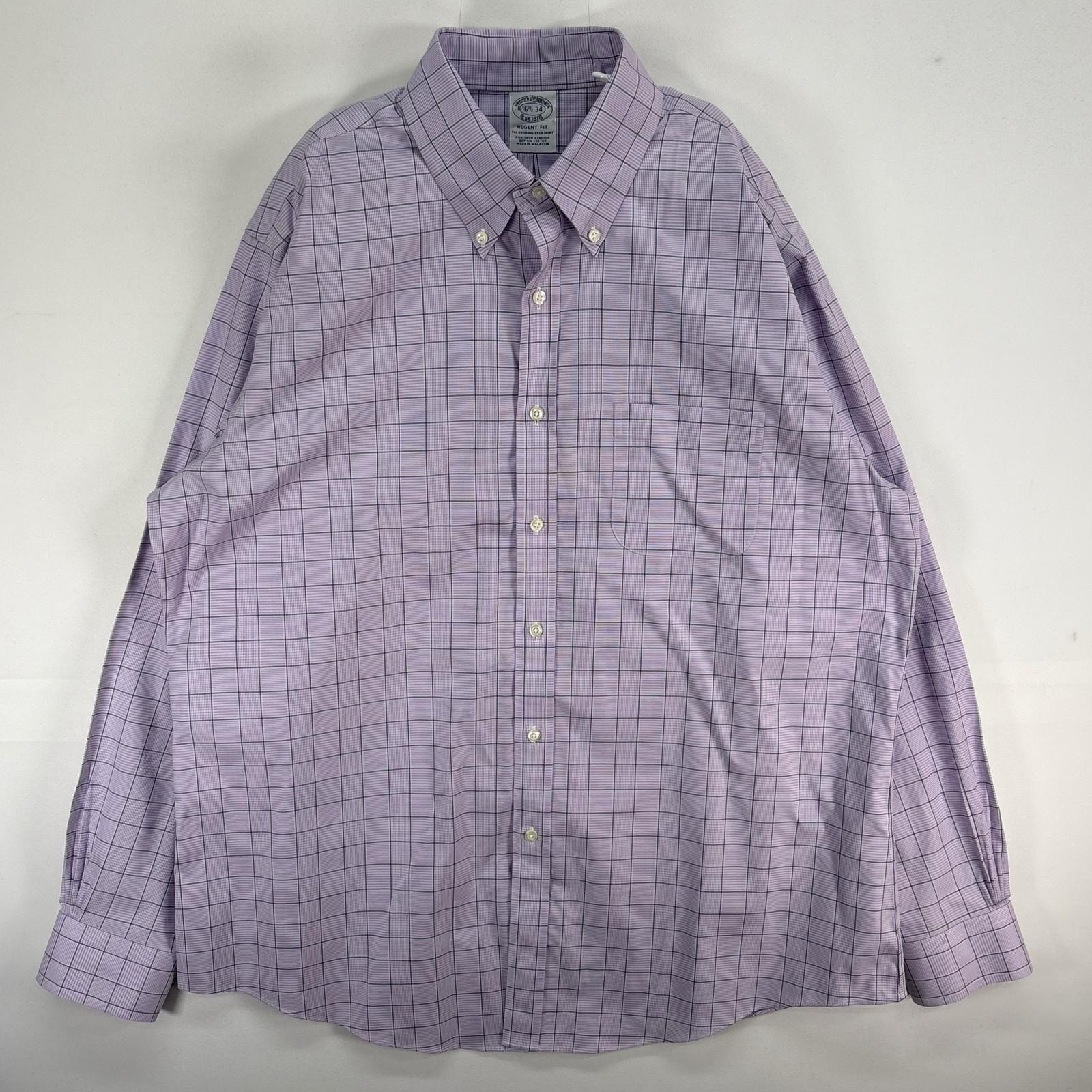 古着 ブルックスブラザーズ Brooks Brothers 長袖シャツ チェック ボタンダウン L  パープル系 チェック メンズ