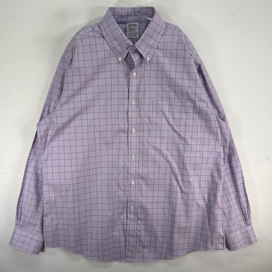 古着 ブルックスブラザーズ Brooks Brothers 長袖シャツ チェック ボタンダウン L パープル系 チェック メンズ