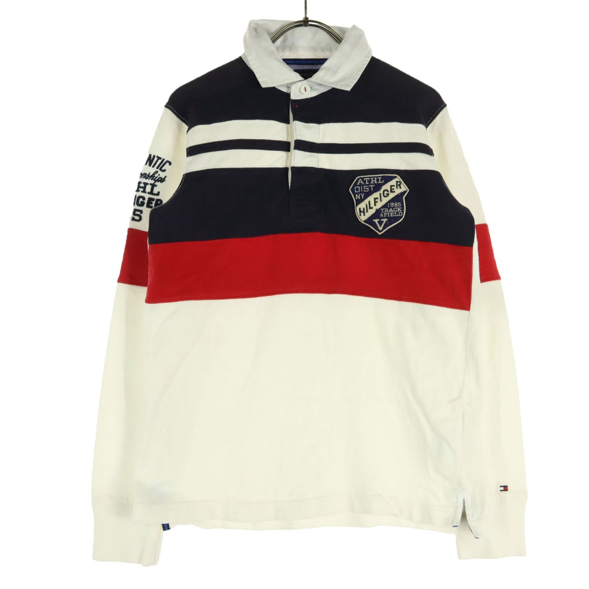 TOMMY HILFIGER トミーヒルフィガー 長袖 ポロシャツ S アイボリー系