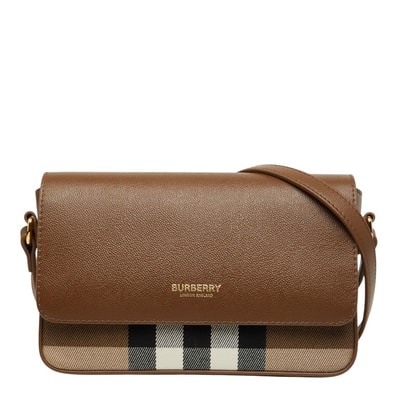 バーバリー ノバチェック 斜め掛け ショルダーバッグ ブラウン マルチカラー レザー キャンバス レディース BURBERRY 【中古】