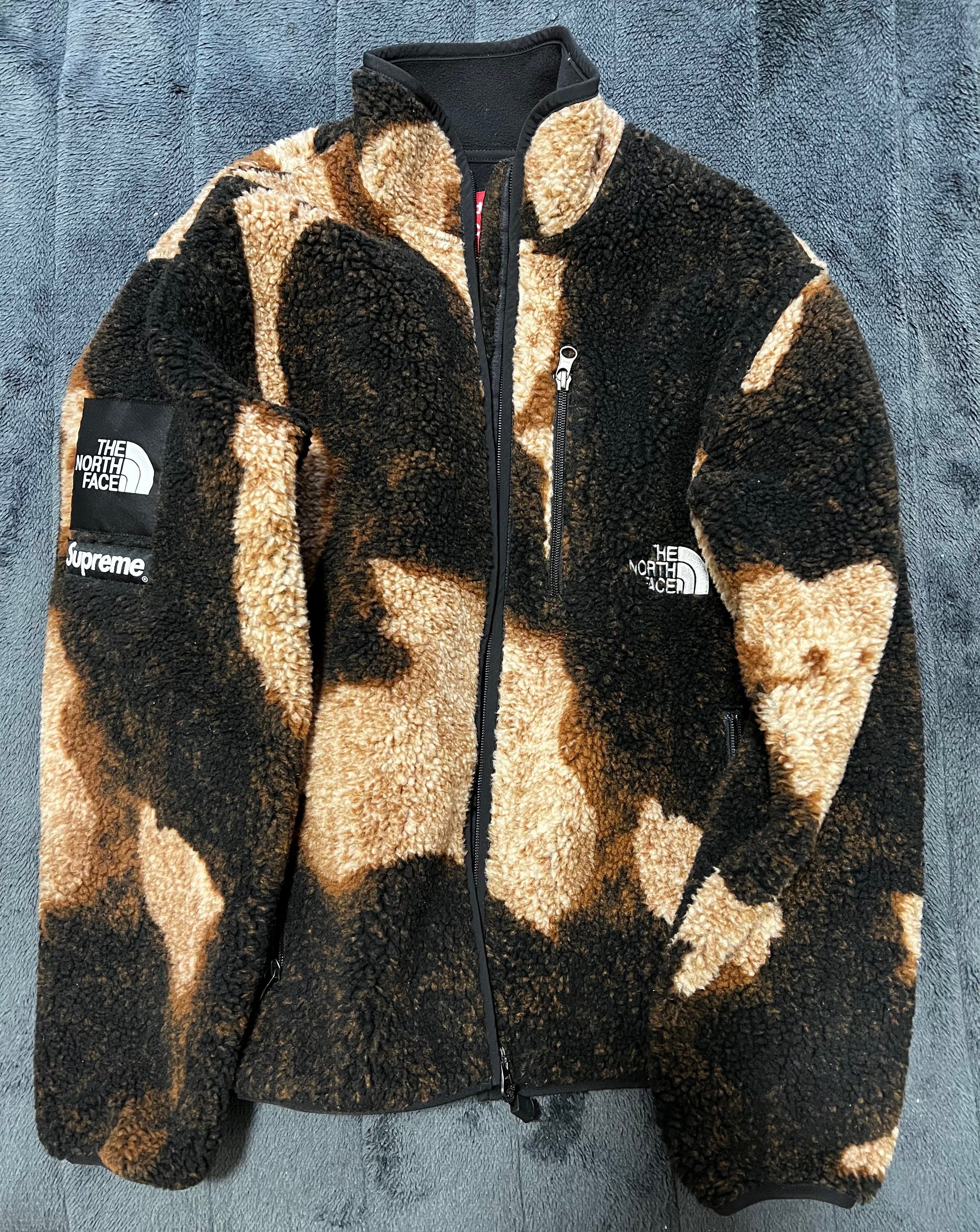 Supreme x The North Face Bleached Denim Print Fleece Jacket "Black"