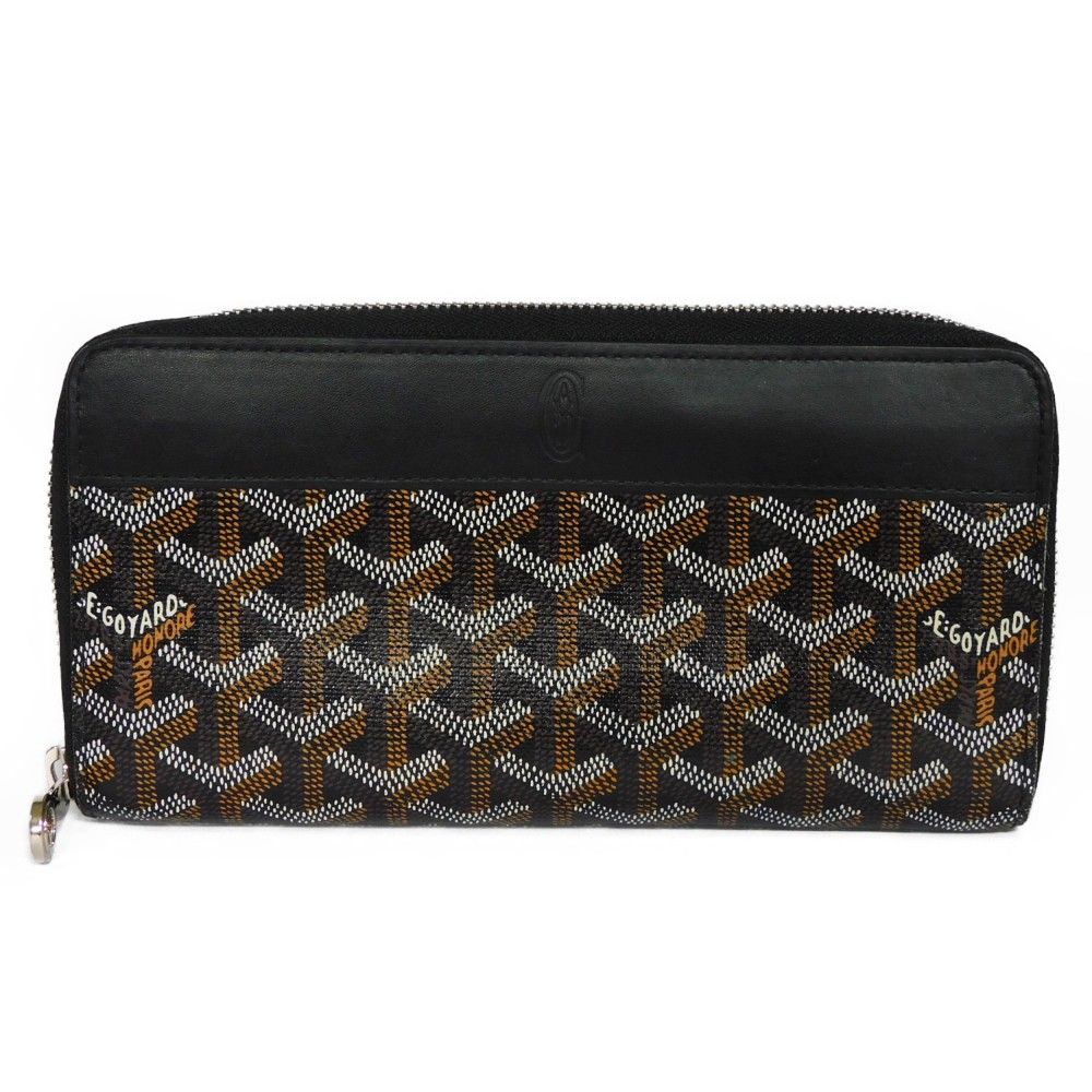 ゴヤール マティニョン ジップ GM ヘリンボーン 黒 長財布 APMZIP
