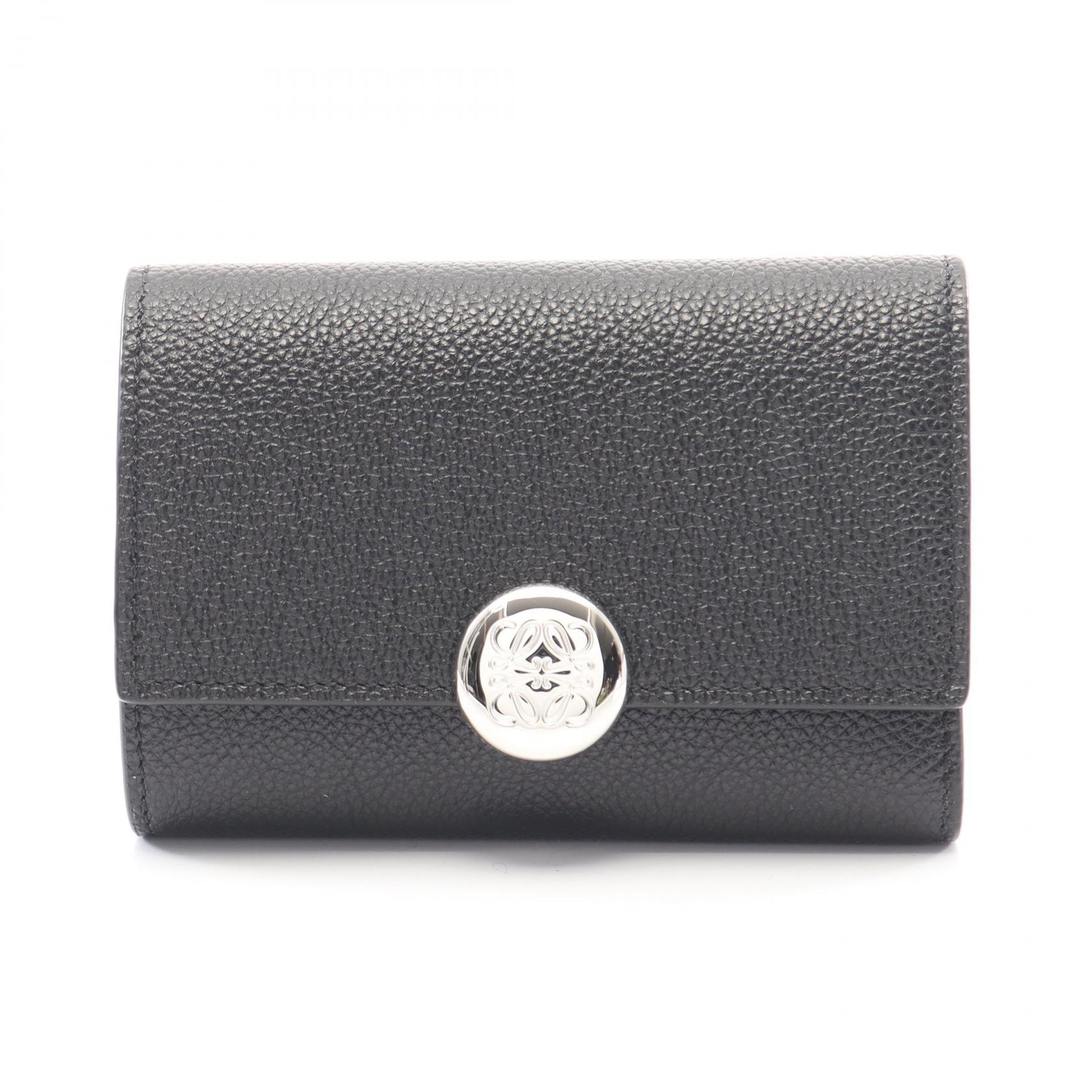 ロエベ LOEWE ぺブル スモール バーティカル ウォレット 三つ折り財布 財布 レザー レディース ブラック系 CANBS33X031100 【新品】