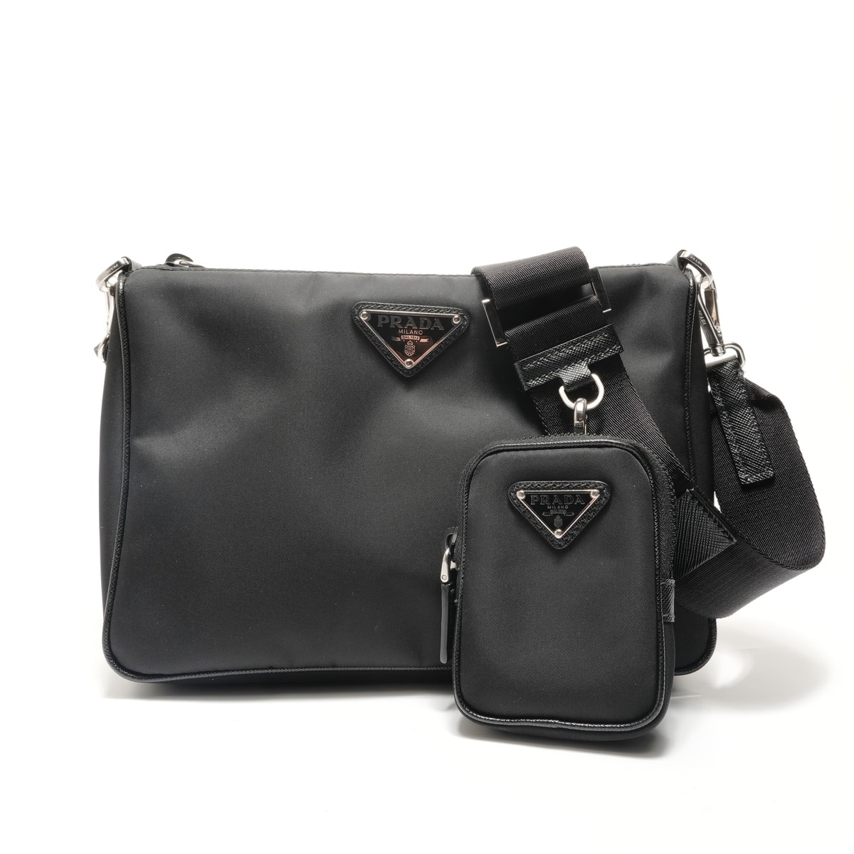 プラダ PRADA 三角ゴプレート ポーチ付き ショルダーバッグ【中古】