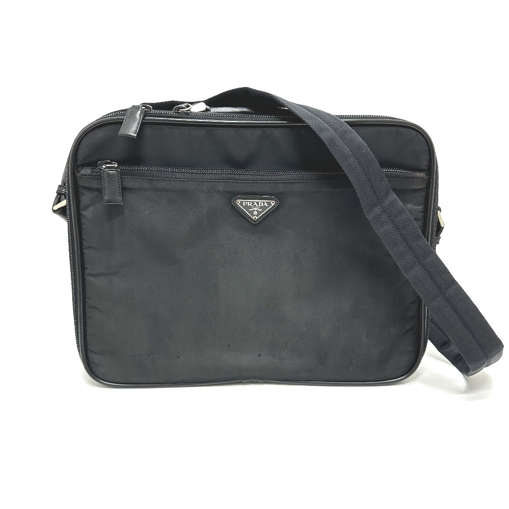 プラダ PRADA トライアングルプレート V147S 2WAY カバン ショルダーバッグ ブリーフケース ビジネスバッグ ナイロン ブラック