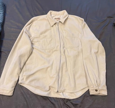 Stussy Wide Wale Cord Zip Shirt "Bone"