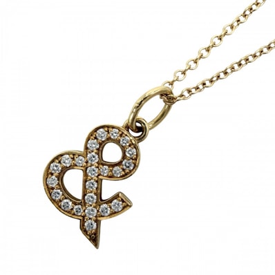 TIFFANY&Co. ティファニー ネックレス アンパサンド ジュエリー アクセサリー アジャスター付き 18金YG Au750 K18イエローゴールド ダイヤモンド レディース 約2.4g【中古品】