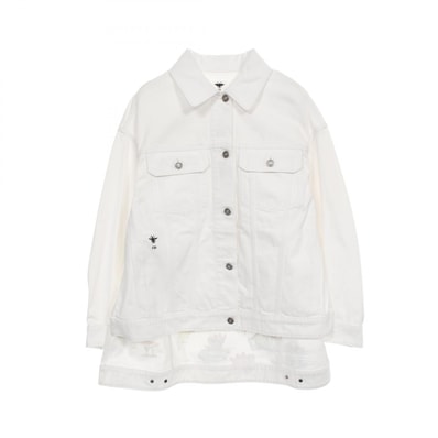 ディオール Dior BEE刺繍 バックプリント デニムジャケット 衣料品 アウター コットン レディース ホワイト系 / マルチカラー 【中古】