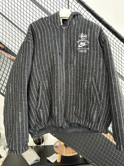 Stussy x Nike Striped Wool Jacket "Black"