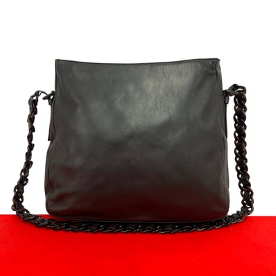 PRADA プラダ ロゴ レザー プラスチック ショルダーバッグ ブラウン
38472