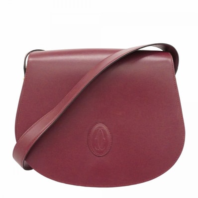 ★最終価格【6db1304】カルティエ ショルダーバッグ マスト レザー ボルドー ゴールド金具【中古】レディース