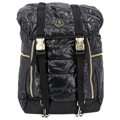 MONCLER モンクレール リュック バックパック ナイロン ブラック 黒 ゴールド金具 メンズ【中古品】
