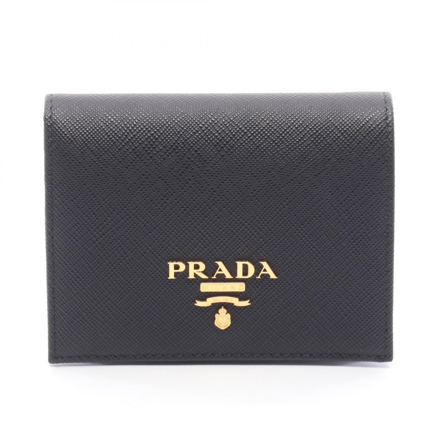 プラダ PRADA SAFFIANO METAL 二つ折り財布 財布 レザー レディース ブラック系 1MV204QWAF0002 【新品】
