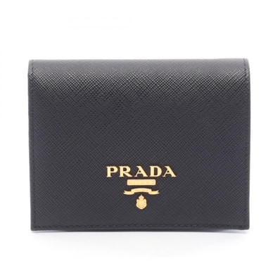 プラダ PRADA SAFFIANO METAL 二つ折り財布 財布 レザー レディース ブラック系 1MV204QWAF0002 【新品】
