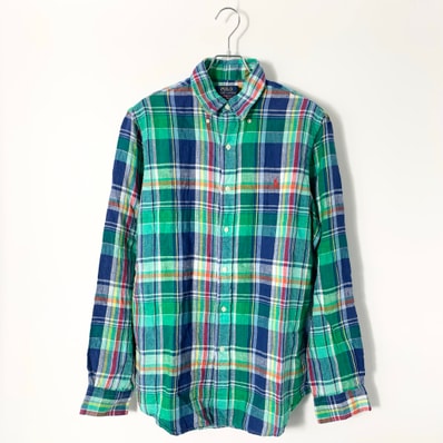 Polo Ralph Lauren Classic Fit Linen Check Shirt "Green"