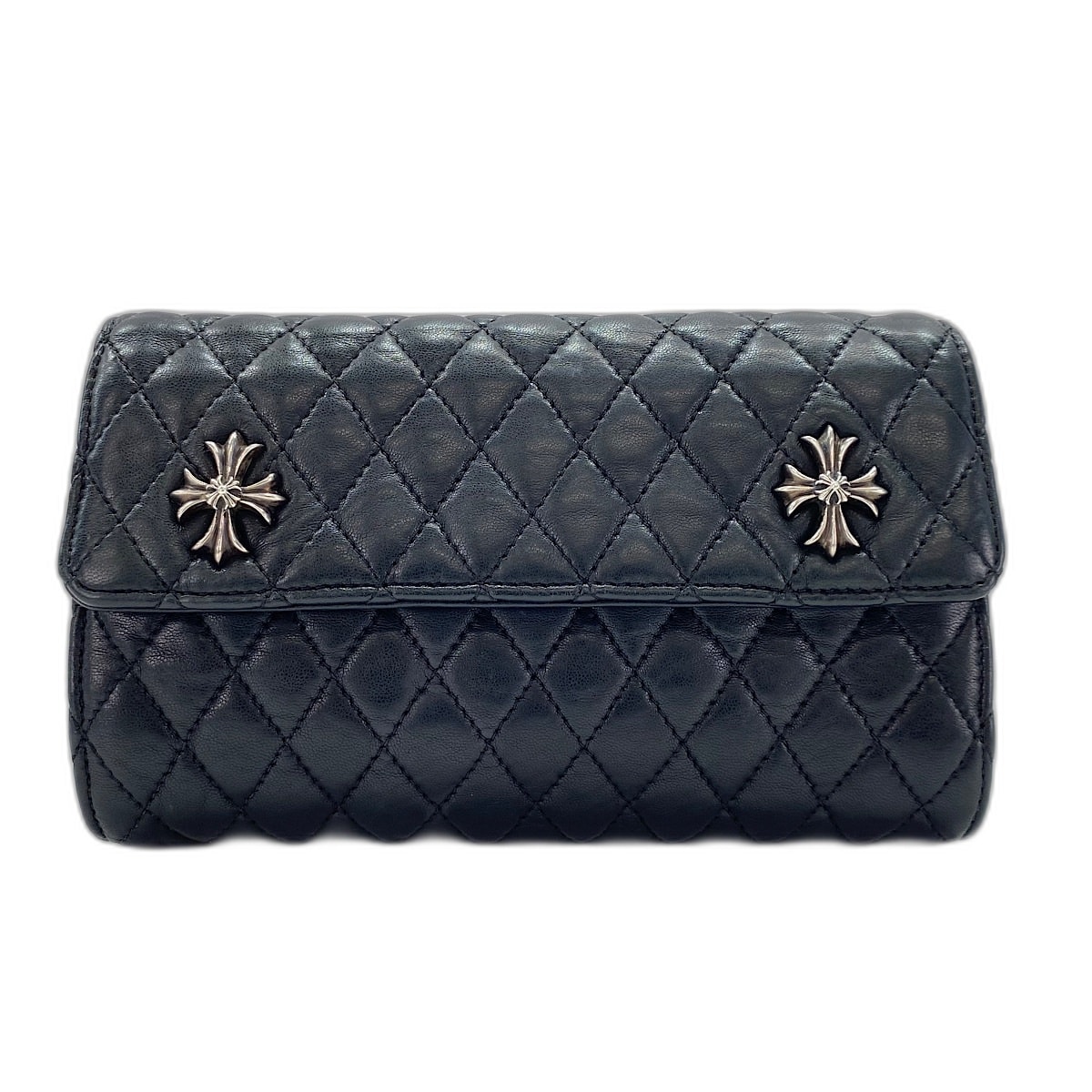 クロムハーツ CHROME HEARTS ウェーブキルティングウォレット ポーチ【中古】
