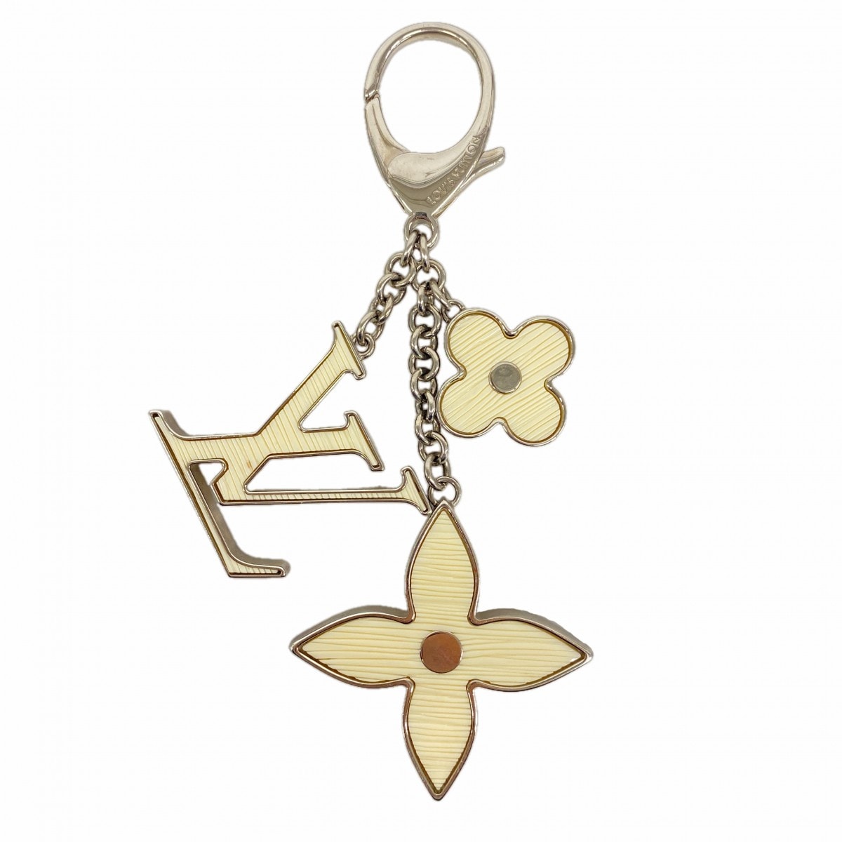 【6db1965】ルイヴィトン キーホルダー・チャーム ビジューサックフルールドゥエピ M65085 シルバー イヴォワール【中古】レディース