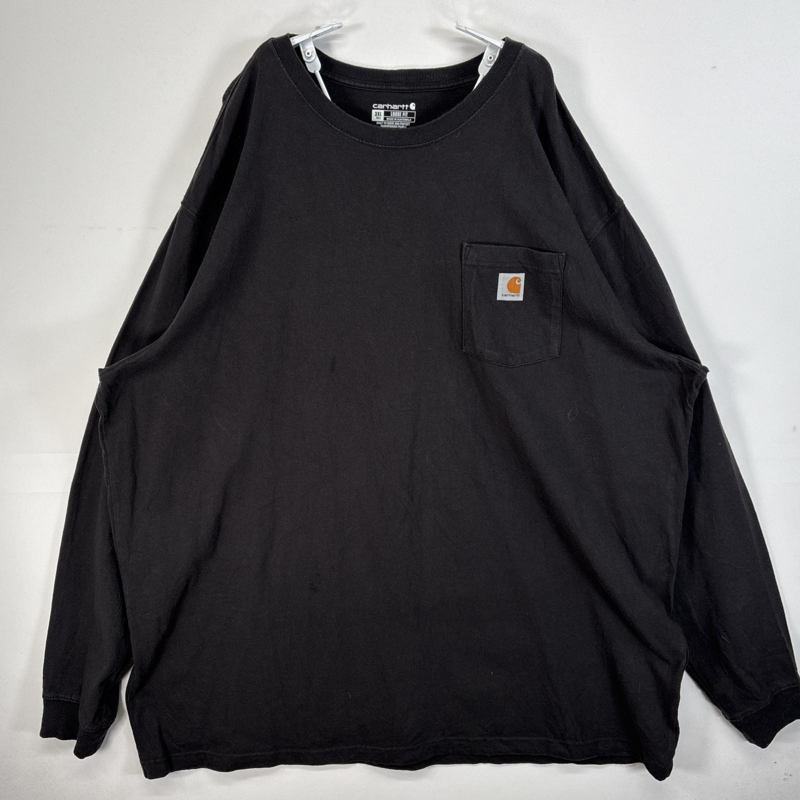 古着 カーハート Carhartt 長袖Tシャツ ワンポイント ロゴ 大きいサイズ クルーネック 3XL  ブラック 無地 メンズ