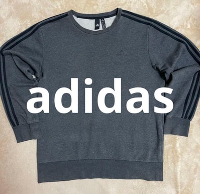 adidas アディダス スウェット 3ライン グレー 裏起毛 Lサイズ メンズトレーナー スリーストライプス