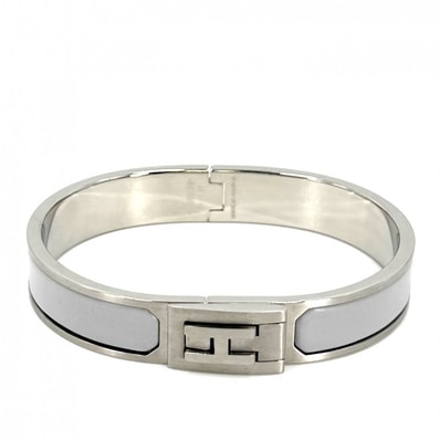 HERMES エルメス バングル ジェット ブレスレット アクセサリー 小物 ライトグレー マットシルバー金具 レディース 約47.9g 美品【中古品】