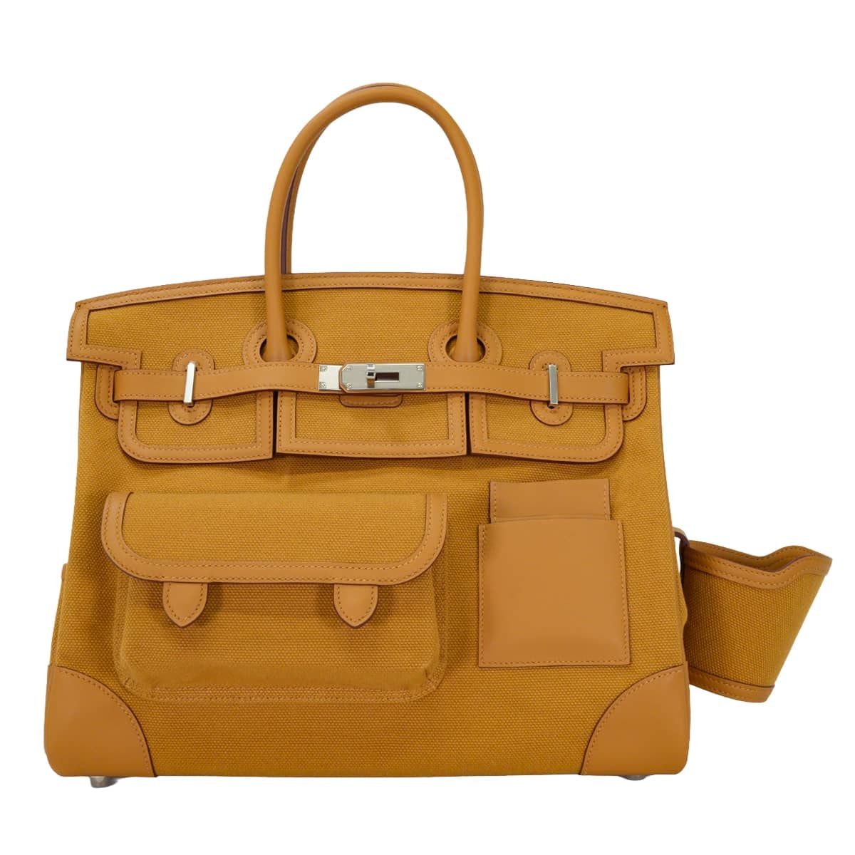 HERMES エルメス ハンドバッグ バーキン35 カーゴ ポケット デゼール/セサミ トワルアッシュ/スイフト シルバー金具 G刻印 新品