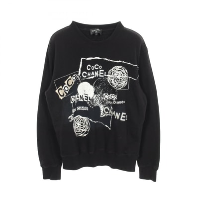 シャネル CHANEL グラフィティロゴ カメリア スパンコール スウェット 衣料品 トップス コットン レディース ブラック系 P63298K48933 【中古】