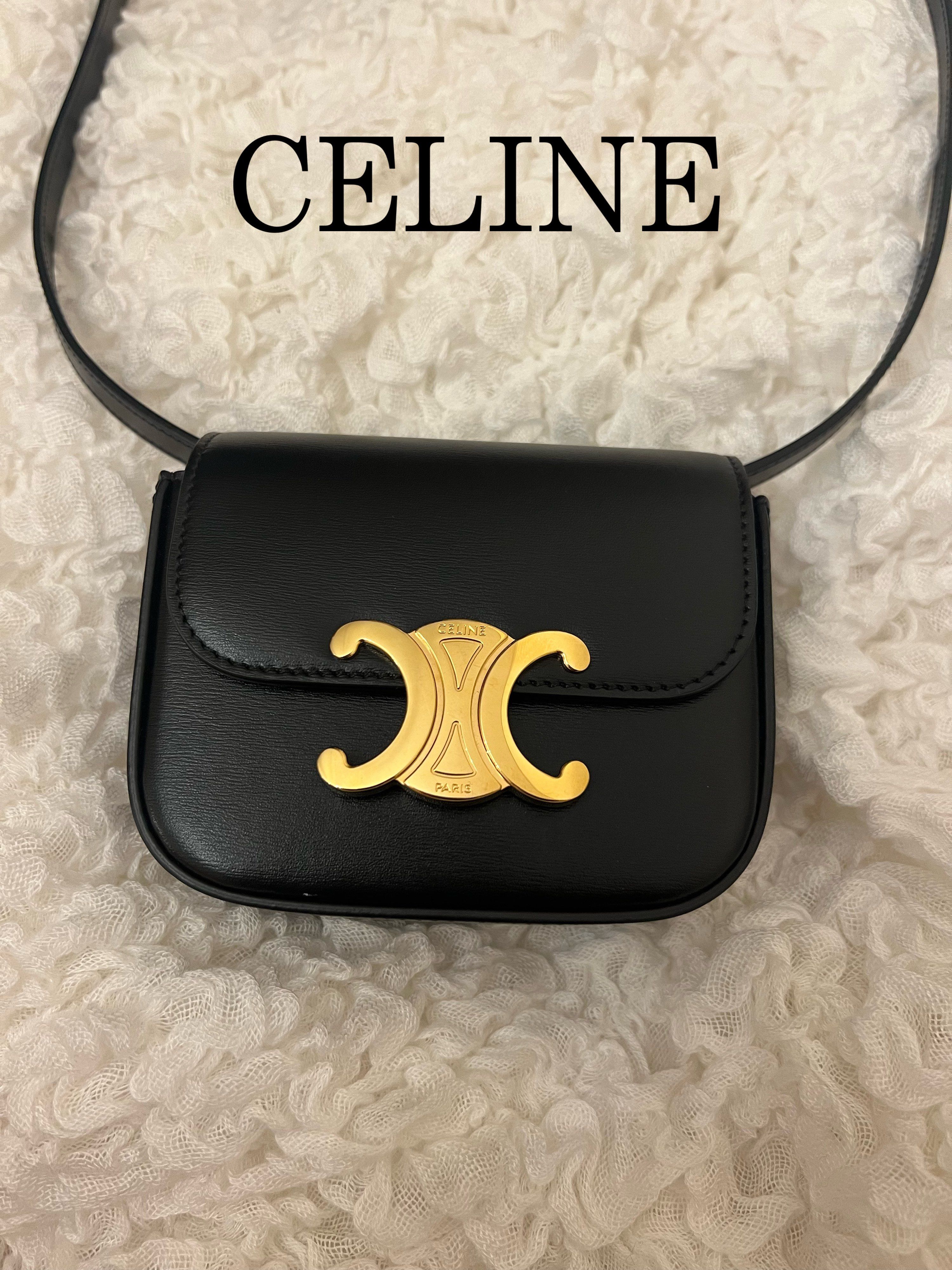 CELINE Mini Triomphe In Shiny Calfskin "Black"