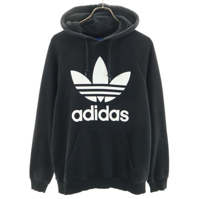 adidas Originals アディダスオリジナルス トレフォイルロゴ 長袖 スウェットパーカー M ブラック