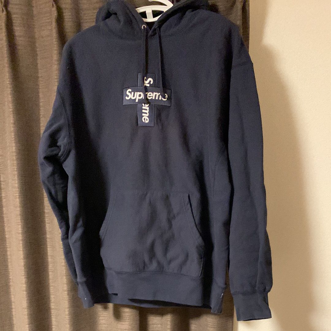 Supreme Cross Box Logo Hooded Sweatshirt "Navy"