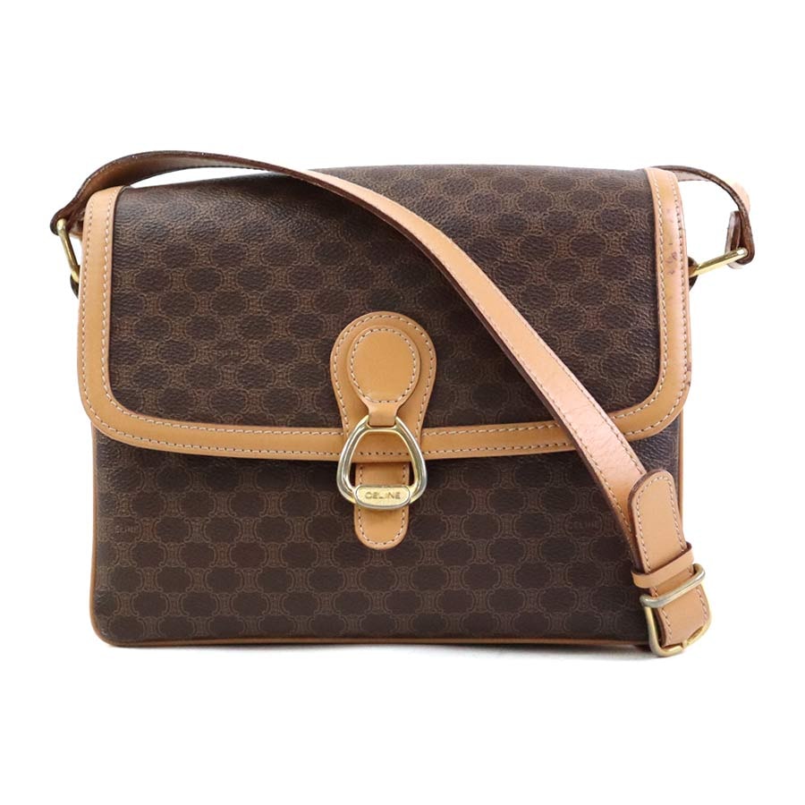 セリーヌ CELINE ショルダーバッグ マカダム PVCコーティングキャンバス ブラウン レディース【中古】 r10502a