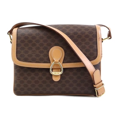 セリーヌ CELINE ショルダーバッグ マカダム PVCコーティングキャンバス ブラウン レディース【中古】 r10502a