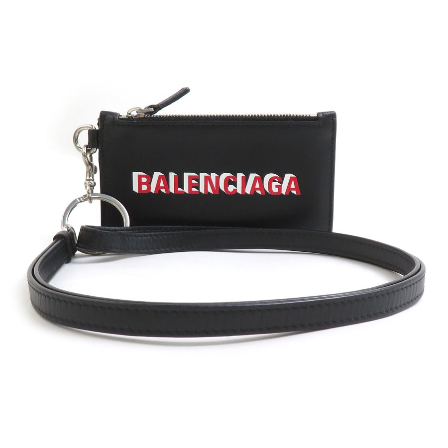 バレンシアガ BALENCIAGA コインケース カードホルダー レザー ブラック シルバー ユニセックス【中古】 e60518a