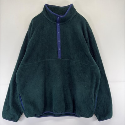 古着 エルエルビーン L.L.Bean トレーナー プルオーバー ワンポイント スナップボタン フリース 大きいサイズ 2XL TALL グリーン メンズ