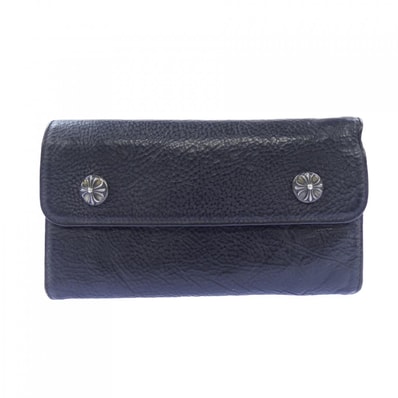 Chrome Hearts Wave Cross Ball Button Leather Wallet "Black/Silver"
