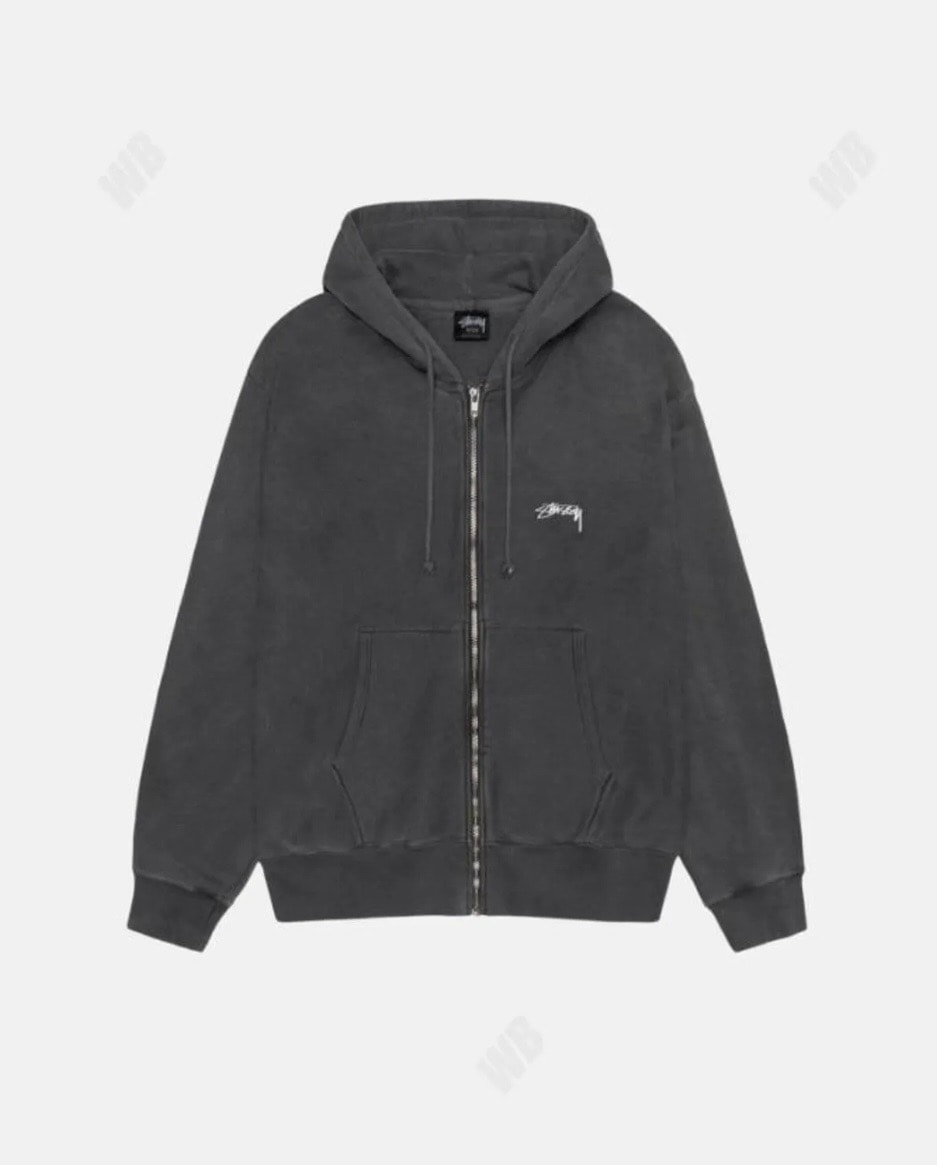 Stussy Smooth Stock Zip Hoodie Pigment Dyed "Black"