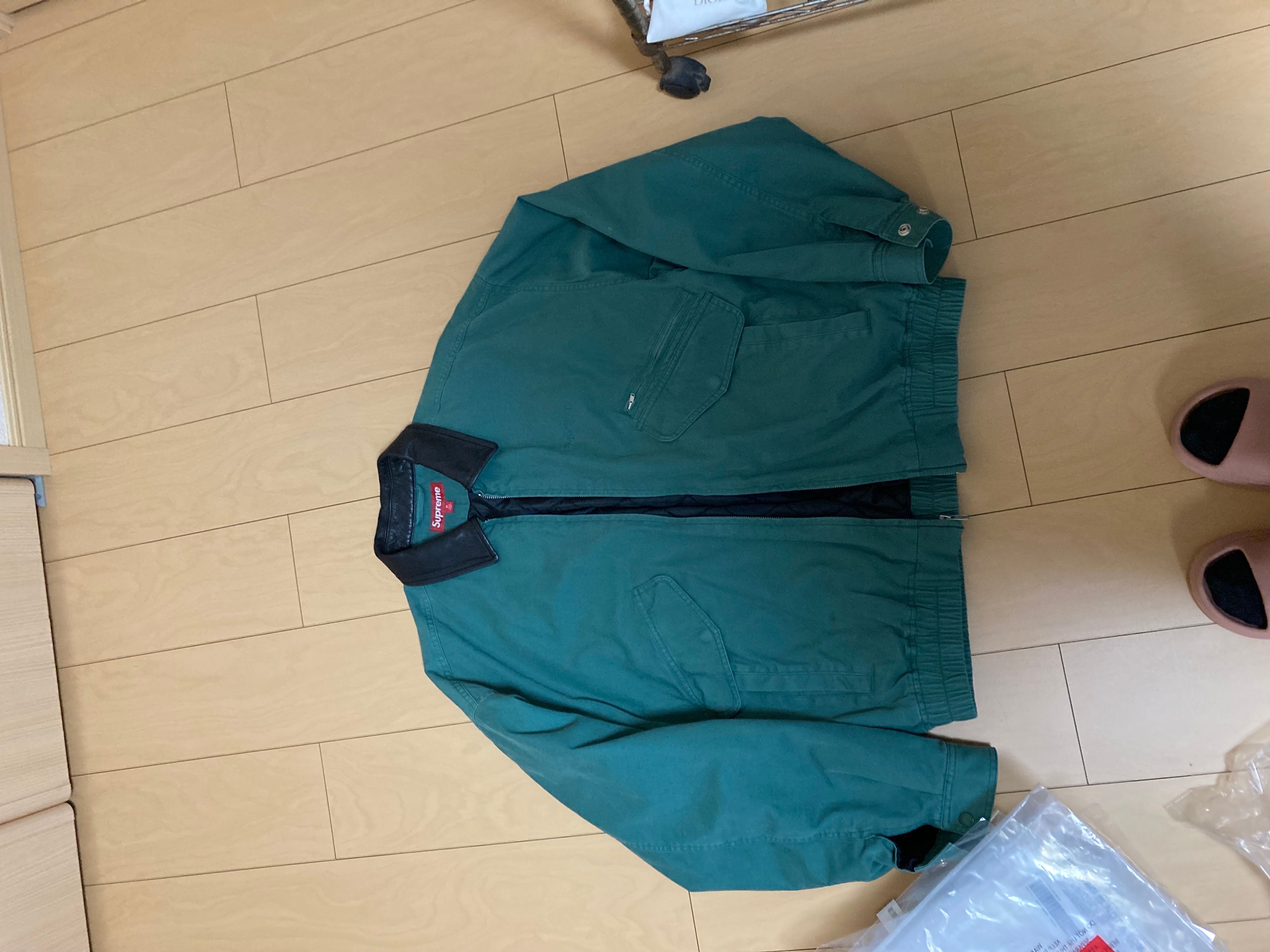 Supreme Leather Collar Utility Jacket "Green"