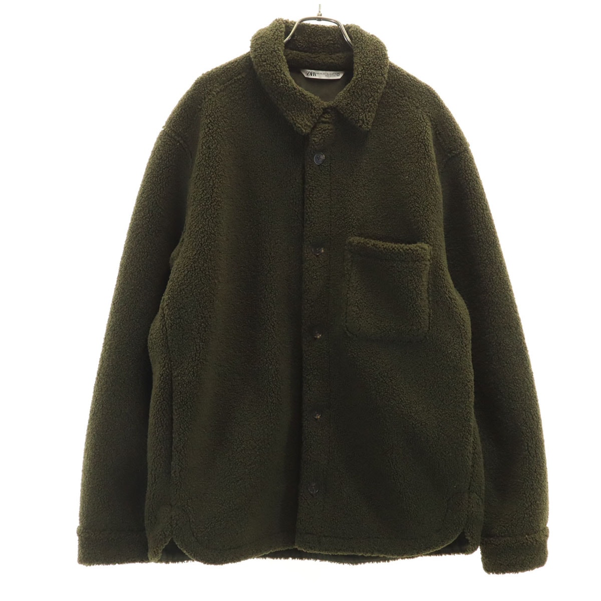 ZARA ザラ ボア シャツジャケット L-XL カーキ