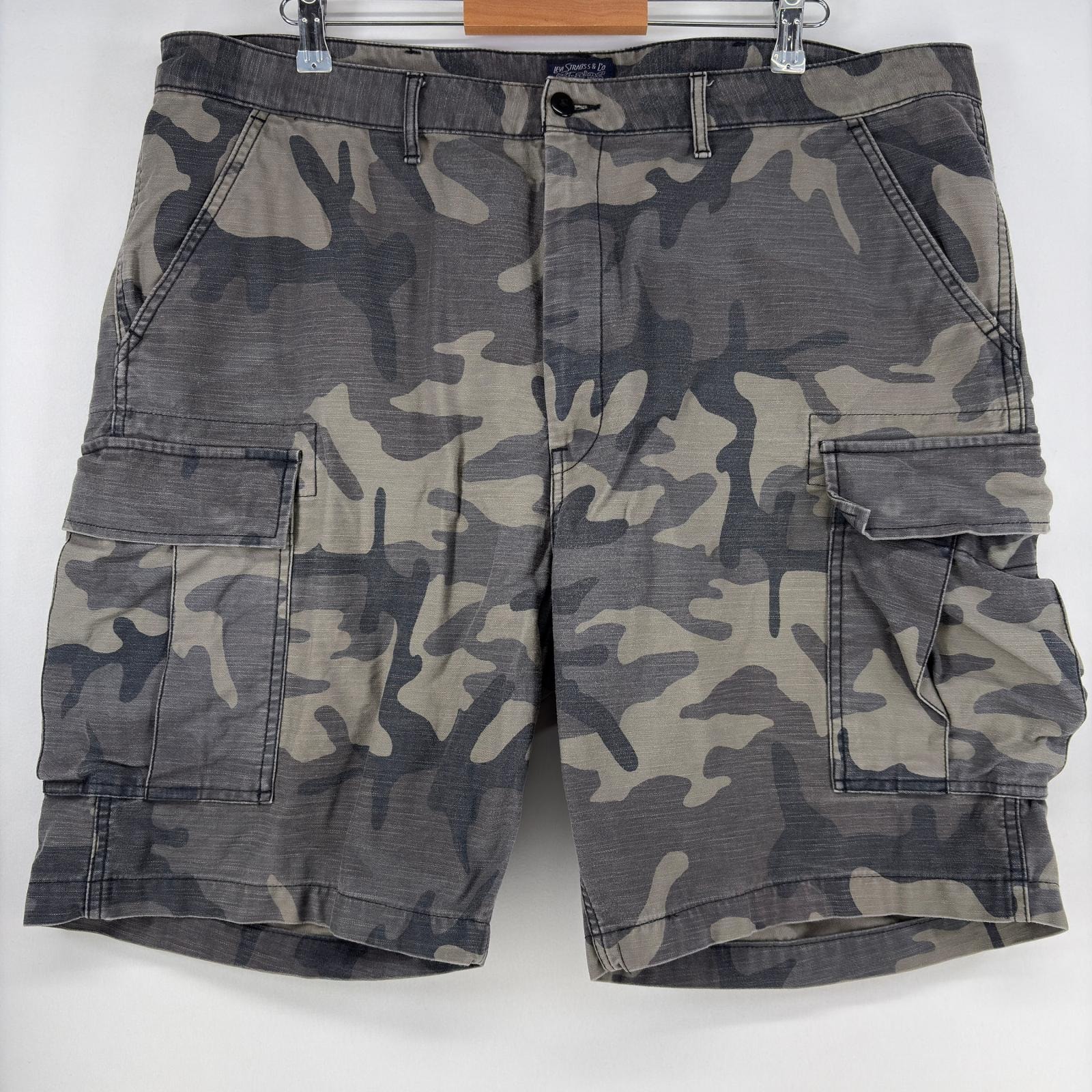 古着 リーバイス Levi's デニム ショートパンツ カーゴ ハーフ 大きいサイズ w40  グレー系 カモフラージュ(迷彩) メンズ
