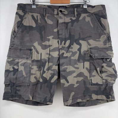 古着 リーバイス Levi's デニム ショートパンツ カーゴ ハーフ 大きいサイズ w40 グレー系 カモフラージュ(迷彩) メンズ