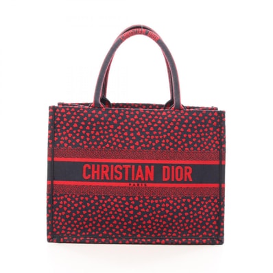 ディオール Dior BOOK TOTE ブックトート ミディアム トートバッグ バッグ キャンバス レディース ネイビー系 / レッド系 【中古】
