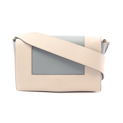 セリーヌ CELINE フレーム ミディアム ショルダーバッグ バッグ レザー レディース ベージュ系 / ブルー系 【中古】